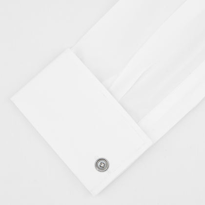 Tailored Fit Two-Fold 120 White Cotton Shirt with Kent Collar and Double Cuffs Image 1