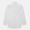 View 3 of product Turnbull & Asser’s Purple and Rose Multi Check Mayfair Shirt features a long-sleeve British design with a white base and purple and rose checks, shown on a plain white background.