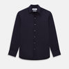 View 1 of product The Navy Twill Windsor Shirt by Turnbull & Asser features long sleeves, a button-up front, British craftsmanship, and a refined Windsor collar, shown in dark navy on a plain white background.