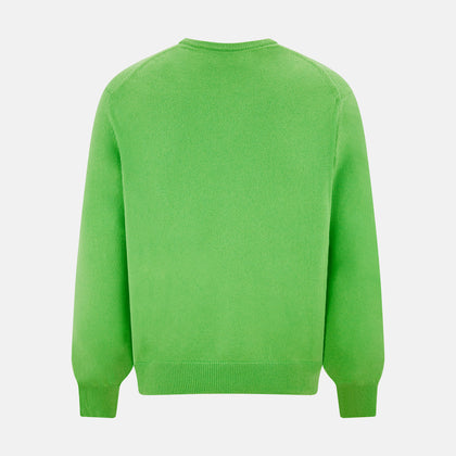 Lime Green Cashmere V-Neck Jumper Image 1