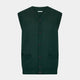 The Turnbull & Asser Forest Green Fine Merino V-Neck Sleeveless Cardigan features front buttons and two small pockets, shown against a white background.