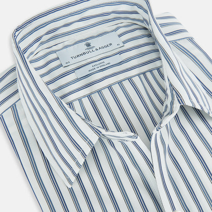 SAPPHIRE BLUE MULTI TRACK STRIPE WINDSOR SHIRT Image 1
