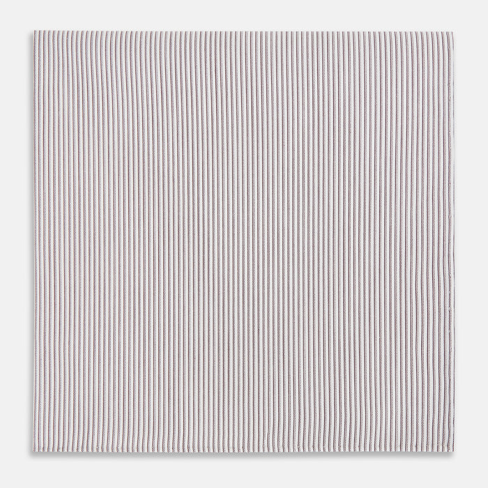 Brown Double Hairline Stripe Hand-Rolled Handkerchief