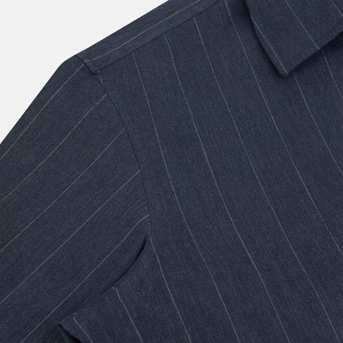 Navy Melange Wide Stripe Westminster Shirt Image 5