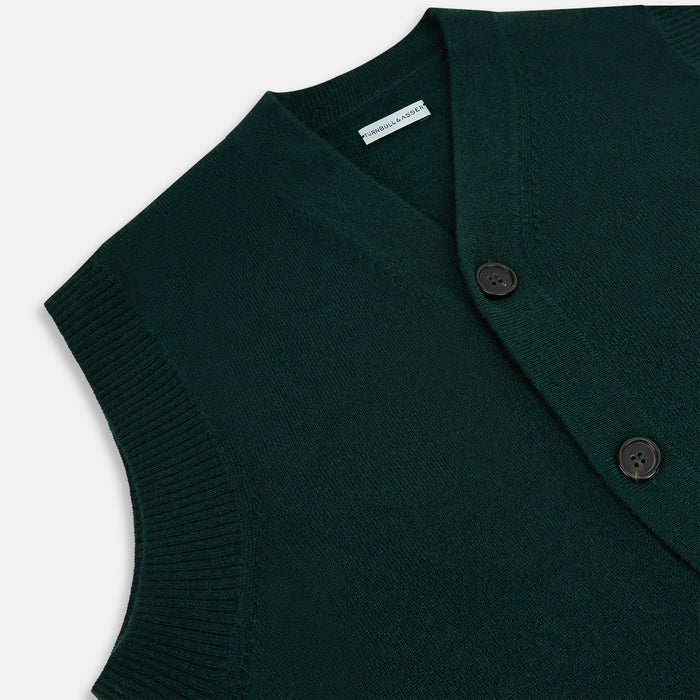 Forest Green Cashmere Sleeveless Cardigan Image 1