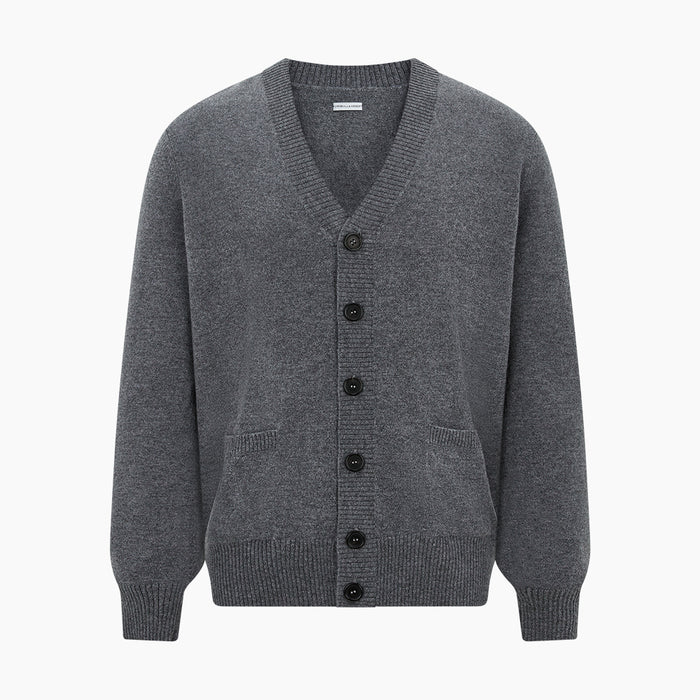 Grey Melange Cashmere Cardigan Image 4