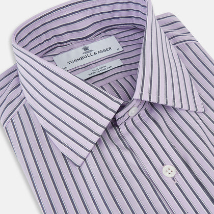 Lilac Ticking Stripe Mayfair Shirt Image 1