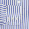 View 4 of product The Turnbull & Asser Tailored Fit Blue and White Candy Stripe Shirt, featuring a Kent collar and 3-button cuffs, is displayed neatly on a white background.
