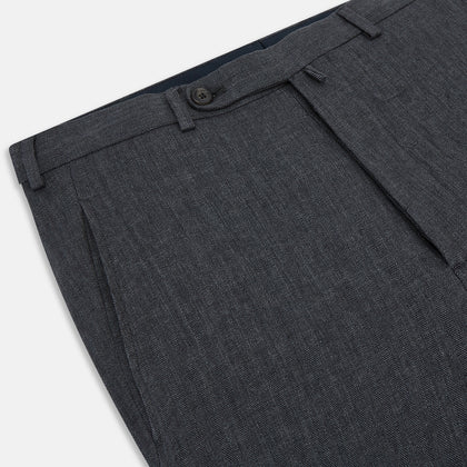 Ash Linen Herringbone Edmund Trousers Image 1
