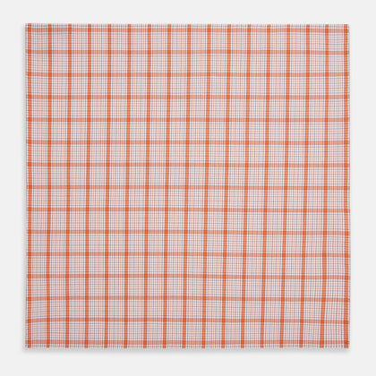 Hand Rolled Orange Graph Overlay Check Handkerchief Image 2