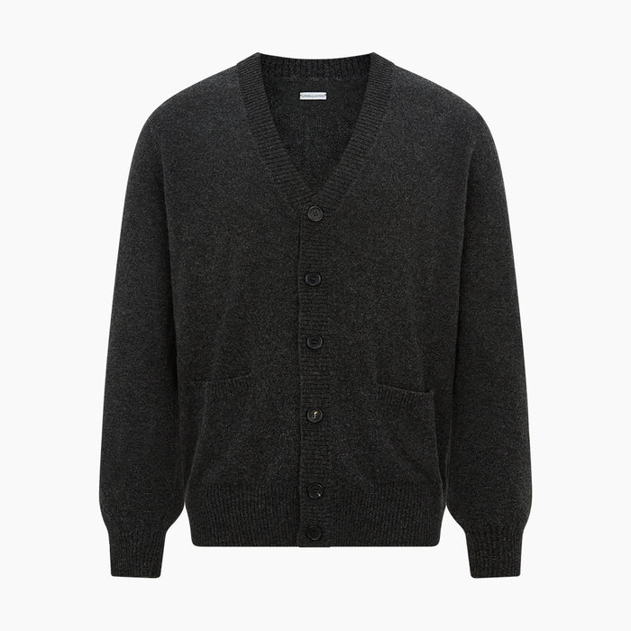 Dark Grey Melange Cashmere Cardigan Image 4