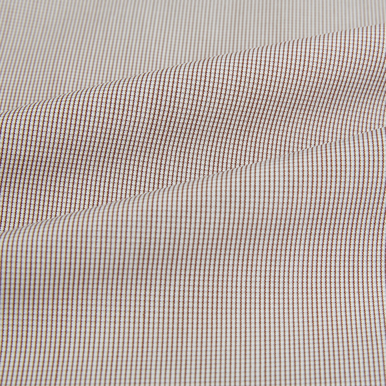 View 8 of product The Turnbull & Asser Brown Micro Graph Check Westminster shirt features long sleeves, a pointed collar, and buttoned cuffs—showcasing British craftsmanship and displayed flat on a white background.