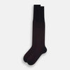 View 2 of product A single Turnbull & Asser Navy/Red Polka Dot Long Sock, crafted from mercerised Egyptian cotton, is displayed against a plain white background.