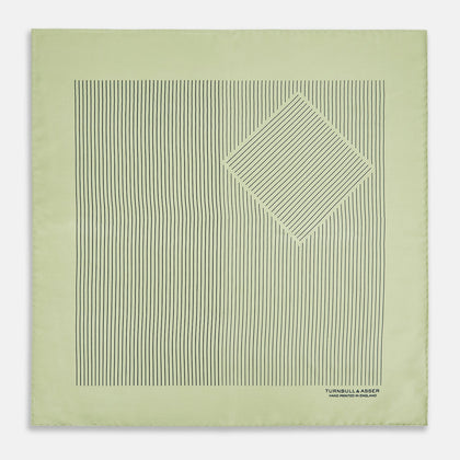Melon Green Stripe Silk Pocket Square Image 2