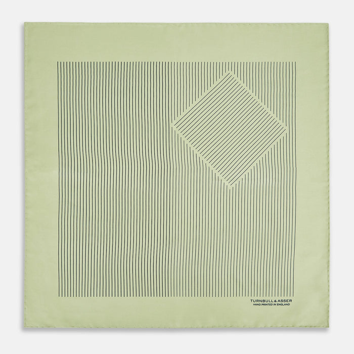 Melon Green Stripe Silk Pocket Square Image 2
