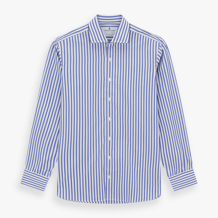 Tailored Fit Blue and White Candy Stripe Shirt with Kent Collar and 3-Button Cuffs Image 5