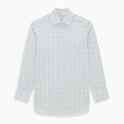 Yellow and Blue Grid Check Mayfair Shirt Image 6