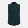 View 1 of product The Turnbull & Asser Forest Green Double-Breasted Quilted Gilet features black buttons, a chest pocket, two zippered side pockets, and an overlapping collar—ideal for layered dressing against a plain white background.