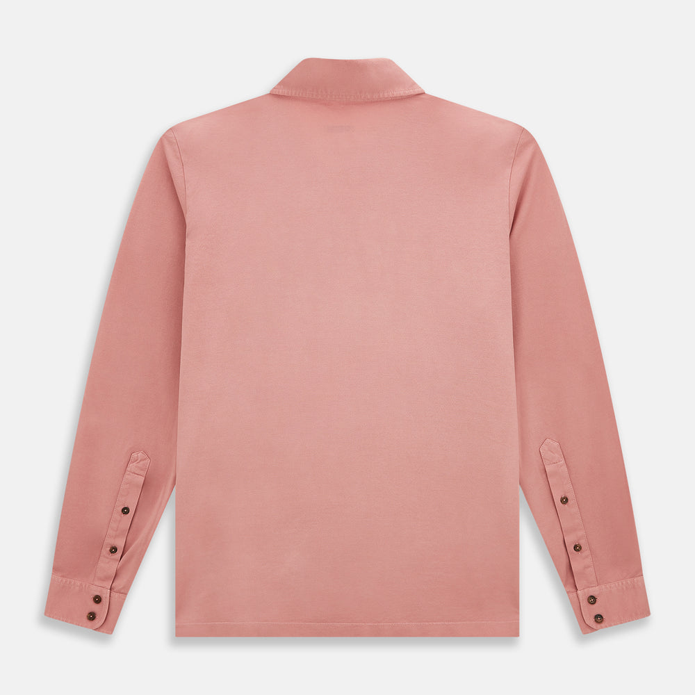 A Turnbull & Asser Red Rugby Polo Shirt with long sleeves, a collared neckline, v-neck opening, and no buttons is laid flat on a white background.