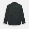 View 3 of product The Turnbull & Asser Navy and Khaki Tartan Windsor Shirt features a long-sleeve button-up design with a Windsor collar and buttoned cuffs, showcasing British craftsmanship in a classic tartan pattern.