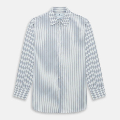 NAVY AND LIGHT BLUE MULTI TRACK STRIPE WESTMINSTER SHIRT