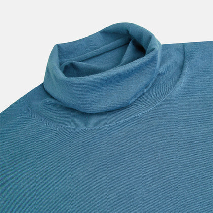 Pale Blue Fine Merino High Neck Jumper Image 1