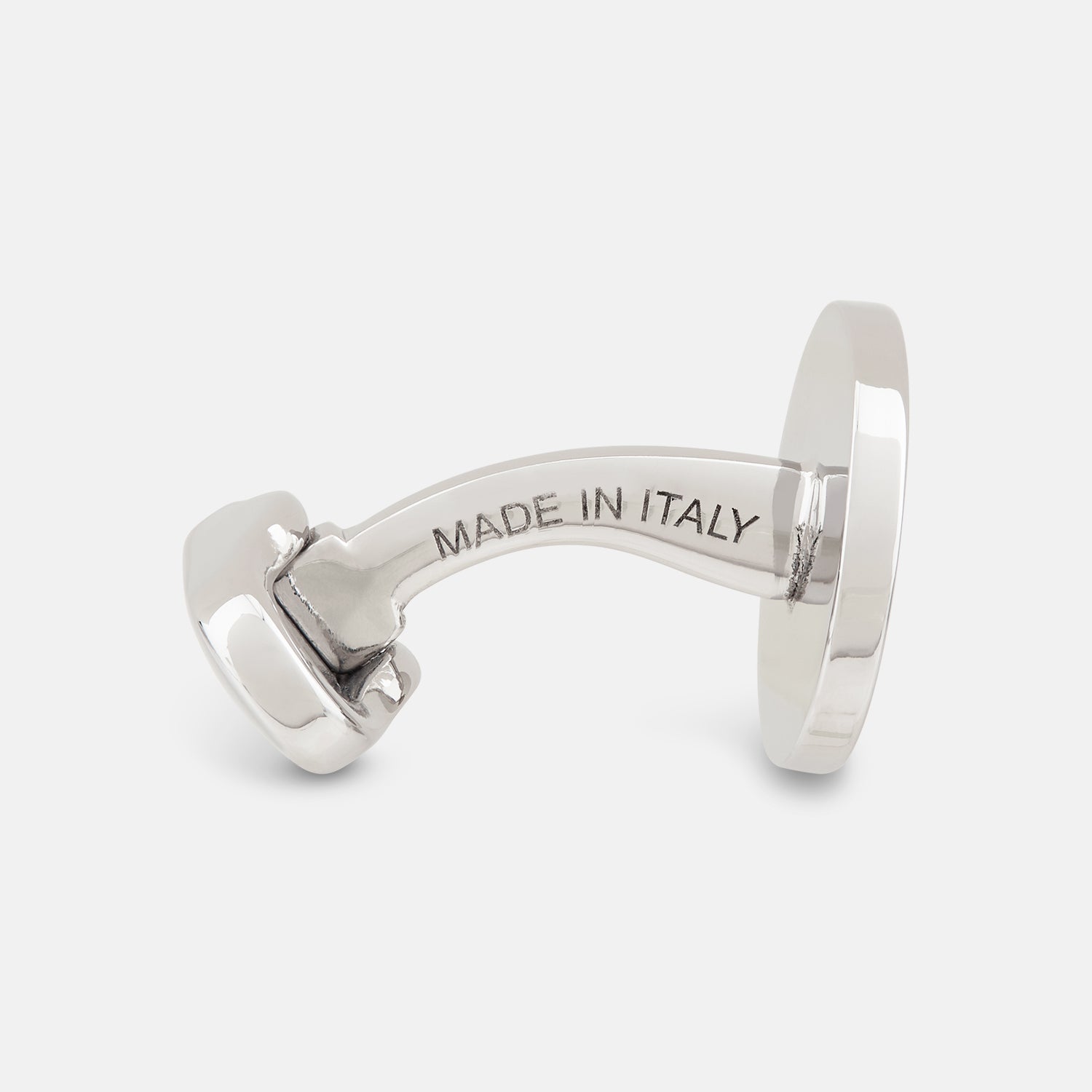 View 2 of product Turnbull & Asser’s Navy Circle Cufflinks feature round sterling silver with deep navy faces, shown on a white background—a classic men’s accessory.