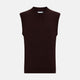 The Turnbull & Asser Burgundy Fine Merino V-Neck Vest is a sleeveless knitwear piece with ribbed trim at the neck, armholes, and hem, shown against a plain white background.