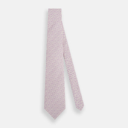 Lilac Flower Patterned Silk Tie Image 1