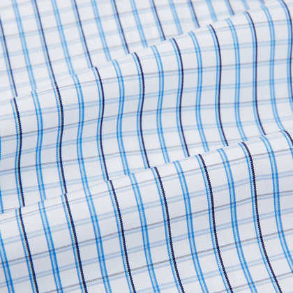 Blue and Navy Tattersall Check Mayfair Shirt Image 5