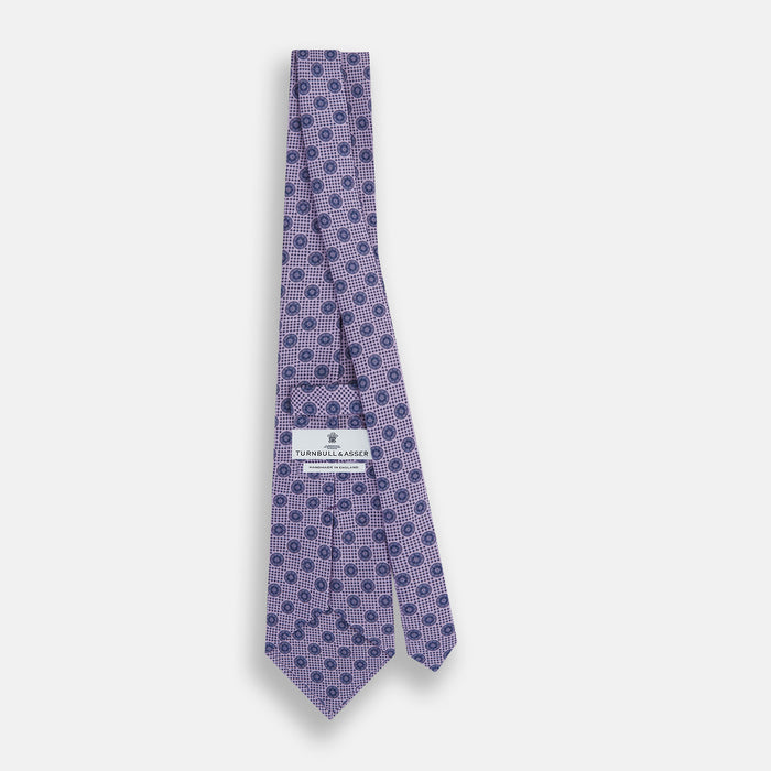 Lilac Medallion Printed Silk Tie Image 3