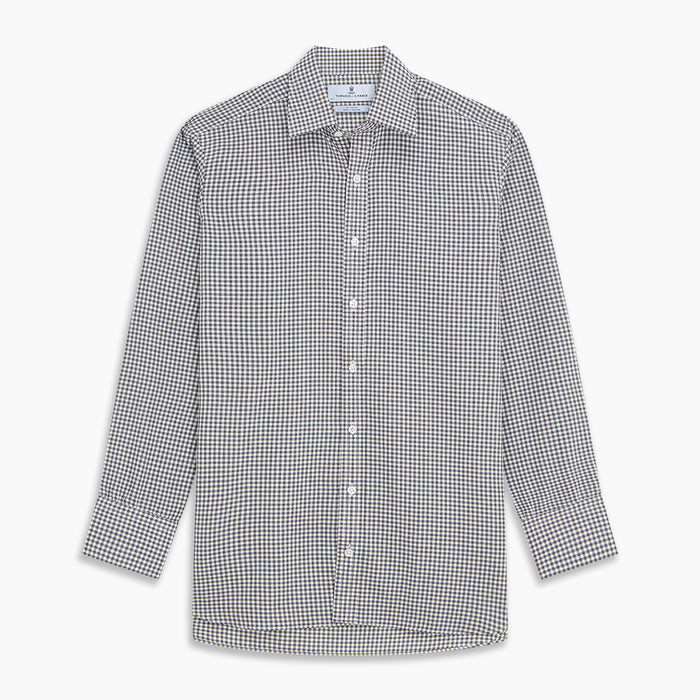 Grey Gingham Check Cotton Melange Regular Fit Mayfair Shirt Image 5