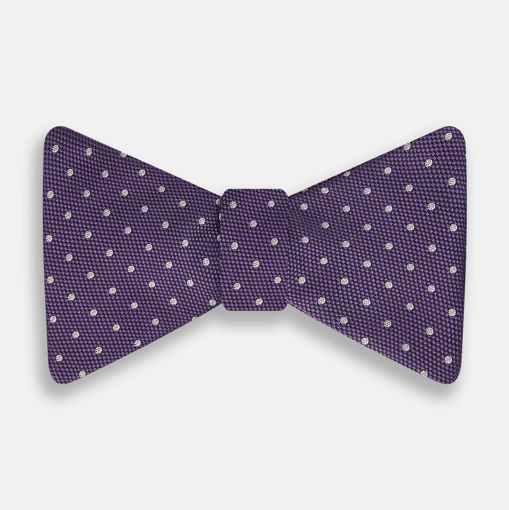 The Turnbull & Asser Lilac and Royal Purple Micro Dot Silk Bow Tie is shown against a plain white background.