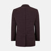 View 3 of product The Fulham Burgundy Single-Breasted Quilted Blazer by Turnbull & Asser features a grid pattern, notch lapel, three buttons, and three front pockets. Shown on a plain white background—ideal for the modern gentleman.