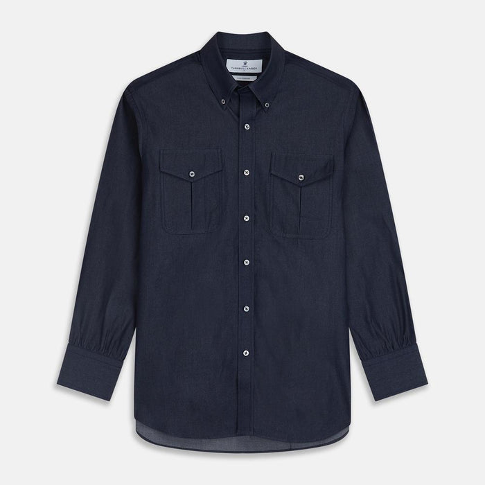 Navy Chambray Cotton Fabric Image 1