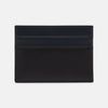 View 2 of product The BLACK LEATHER CARD HOLDER by Turnbull & Asser features multiple card slots and an embossed logo on front, crafted in minimalist black leather and showcased on a plain white background.