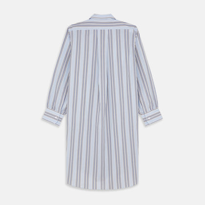 Pale Blue and Yellow Multi Stripe Cotton Sussex Nightshirt Image 4