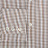 View 4 of product The Coffee Micro Shadow Check Mayfair Shirt by Turnbull & Asser is a long-sleeved, button-up shirt made from fine Italian cotton with a small brown and white check pattern, classic collar, and buttoned cuffs—an essential for any man’s wardrobe.