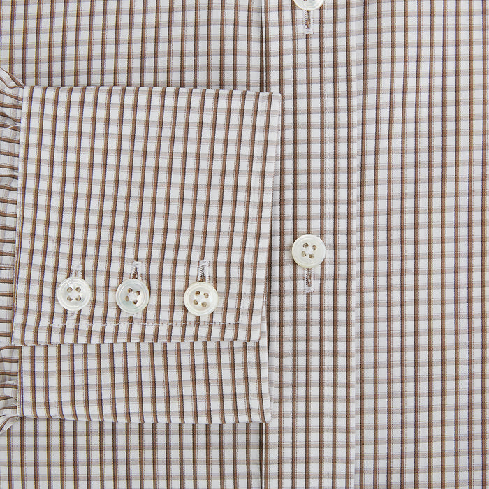 Coffee Micro Shadow Check Mayfair Shirt Image 3