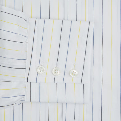 Navy and Yellow Wide Pinstripe Mayfair Shirt Image 3