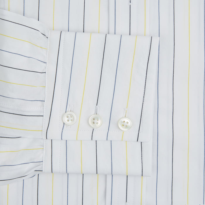 Navy and Yellow Wide Pinstripe Mayfair Shirt Image 3