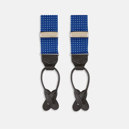 Royal Blue Small Spot Adjustable Silk Braces Image 3