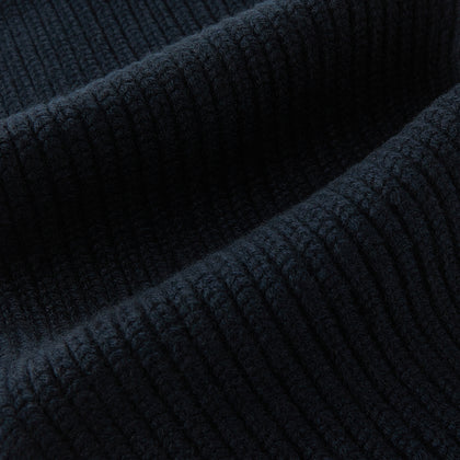 Navy Rib-Knit Cashmere Scarf Image 2