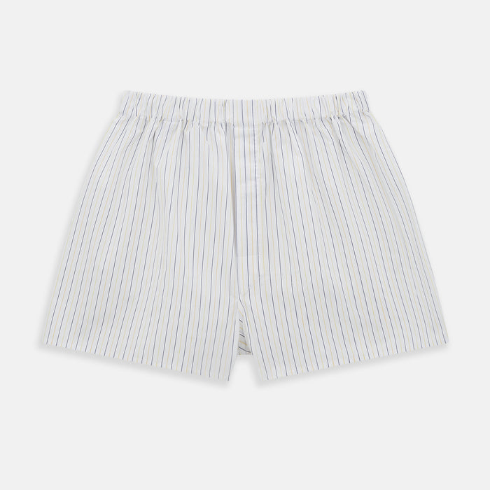 Yellow And Blue Stripe Godfrey Boxer Shorts