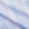 View 3 of product The Turnbull & Asser Pink and Light Blue Check Cotton Regular Fit Mayfair Shirt features long sleeves, buttoned cuffs, a T&A collar, and is shown laid flat on a white background.