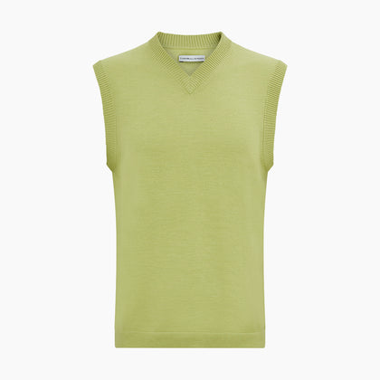 Melon Green Fine Merino V-Neck Vest Image 3
