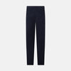 View 3 of product The Turnbull & Asser Light Navy Corduroy Charles Trousers feature a straight-leg fit, stretch cotton, belt loops, front pockets, and a button-zip closure—highlighting British tailoring against a white background.