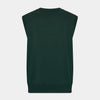 View 3 of product The Turnbull & Asser Forest Green Fine Merino V-Neck Sleeveless Cardigan features front buttons and two small pockets, shown against a white background.