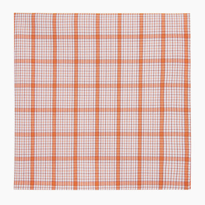 Hand Rolled Orange Graph Overlay Check Handkerchief Image 3