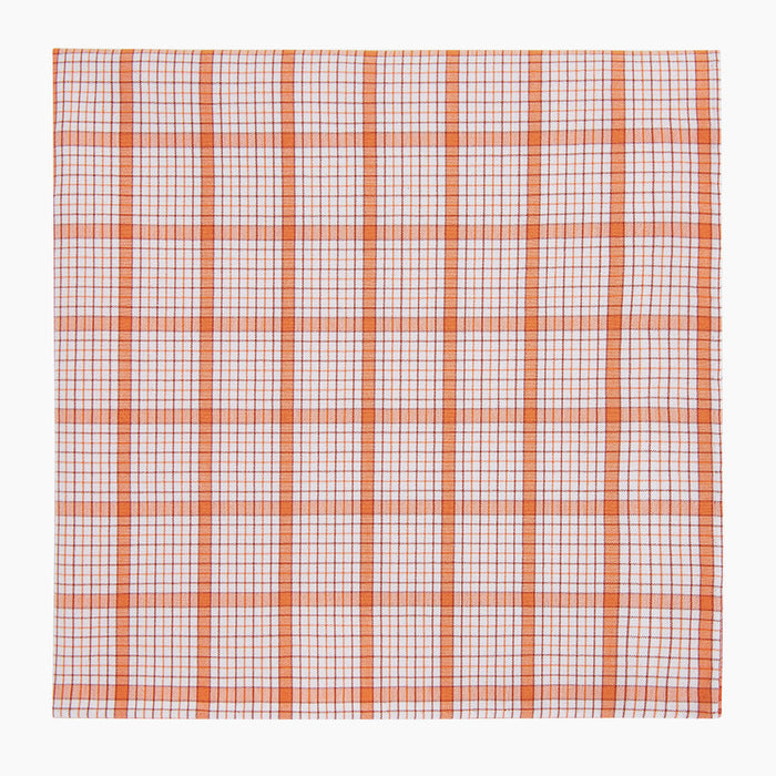 Hand Rolled Orange Graph Overlay Check Handkerchief Image 3